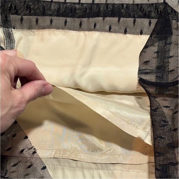 Tracy Reese | Black Taffetta Lace Mesh Skirt 8 - Picture 11 of 16